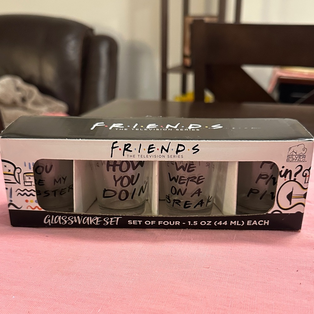 FRIENDS Glassware Set with Black and White Design